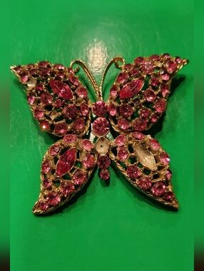 Vintage Rhinestone Butterfly Brooch Pin
